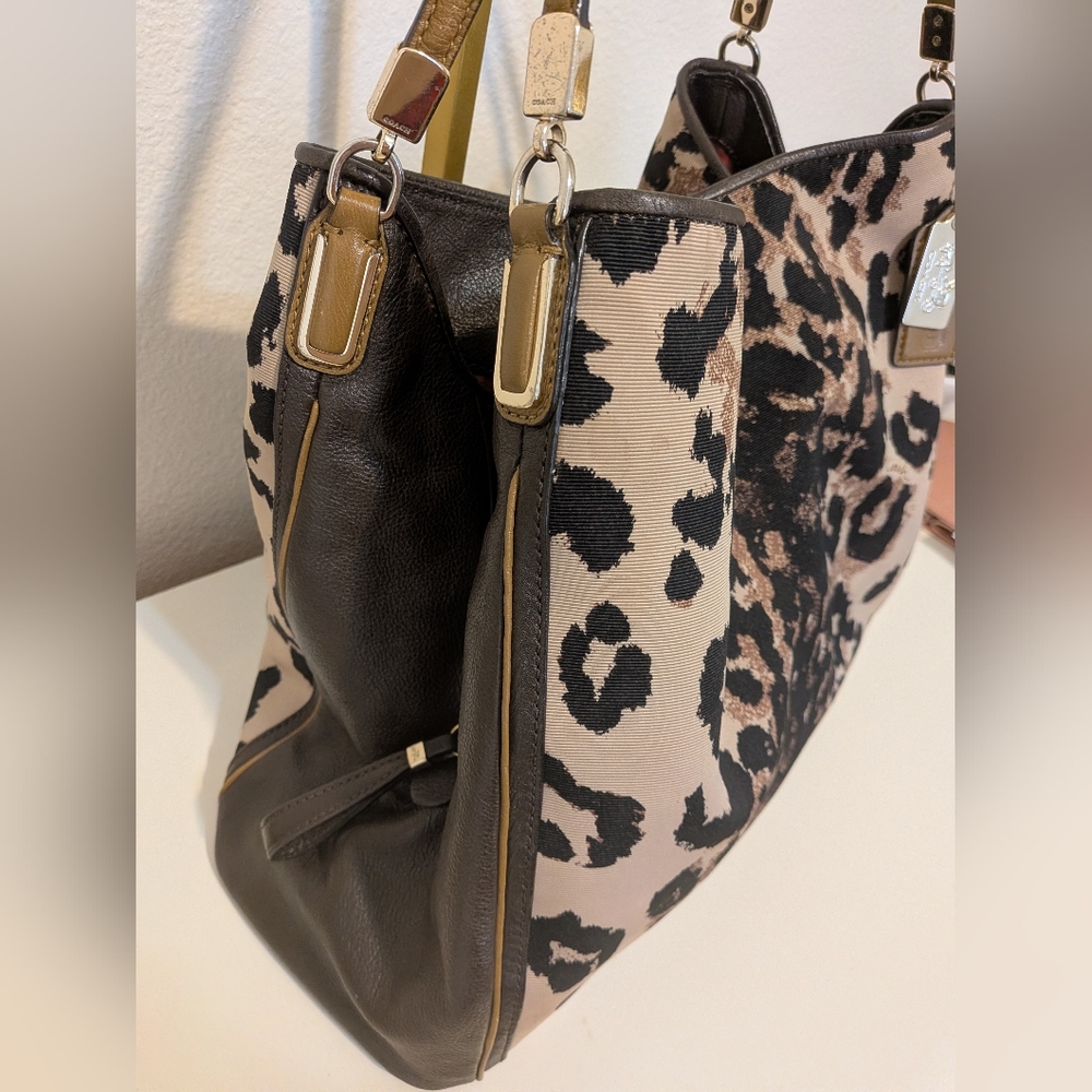 Coach Leopard Print Shoulder Bag in Beige and Brown - Picture 5 of 12